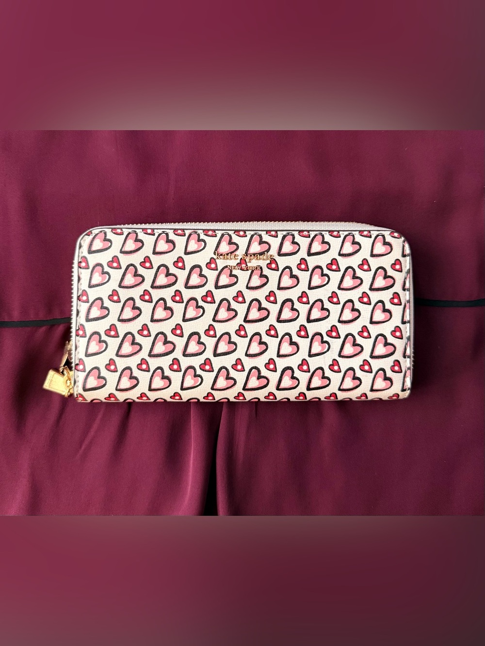 Kate Spade Morgan Fancy Hearts Zip-Around Continental Wallet